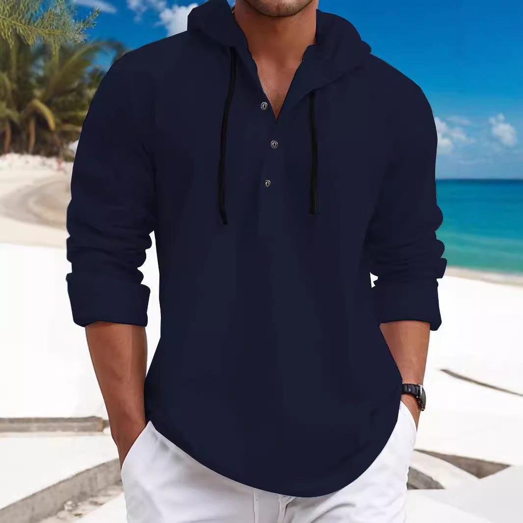Herren Kapuzenpullover mit Knopfleiste und atmungsaktivem Stoff Echoarchiv