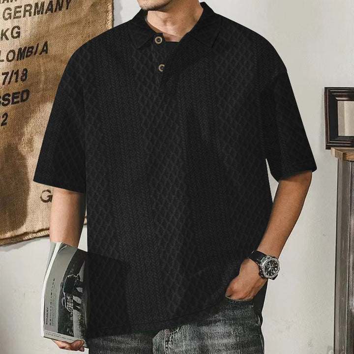 Herren modisches Kurzarm-Hemd mit strukturierter Oberfläche und eleganten Knopfdetails Echoarchiv
