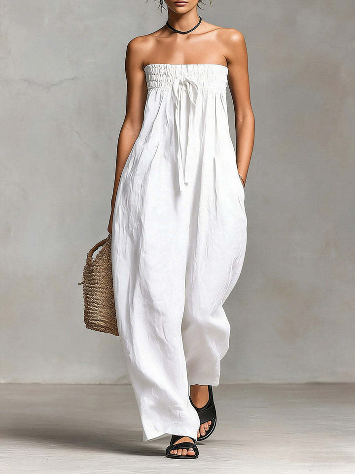 Damen Lässiges Sommer-Jumpsuit mit Raffungen und praktischen Taschen Echo Archiv