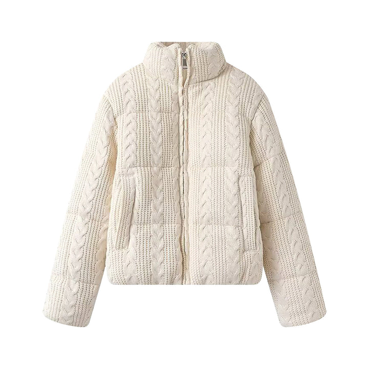 Damen nan gesteppte Strickoptik-Steppjacke mit Zopfmuster, Stehkragen und Eingrifftaschen Echo Archiv