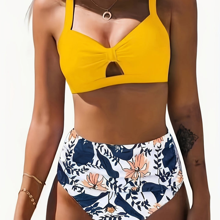 Damen Bikini-Set mit floralem Hochbund und modischem Knoten Echo Archiv