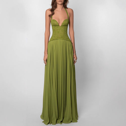 Damen nan elegantes Abendkleid mit Spitzenkorsett und plissiertem Maxirock Echo Archiv