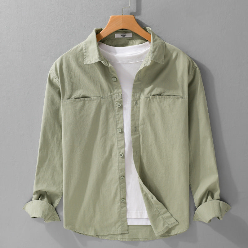 Herren Casual-Layering Hemdjacke mit versteckten Brustpaspeln und weichem Griff Echoarchiv