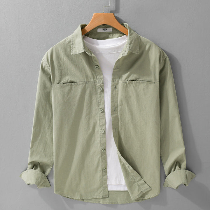 Herren Casual-Layering Hemdjacke mit versteckten Brustpaspeln und weichem Griff Echoarchiv