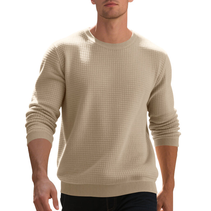Herren strukturiertes Rundhals-Sweater aus weichem Baumwollmix Echoarchiv