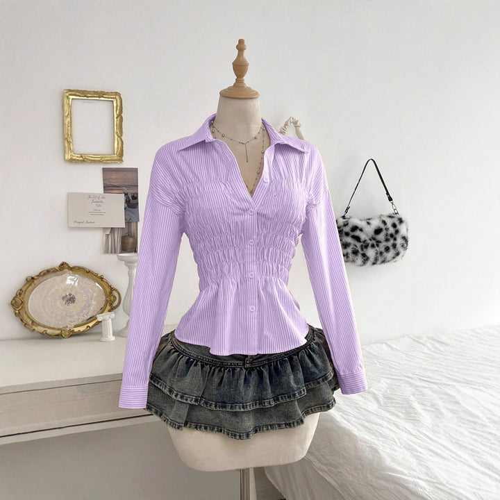 Damen nan taillierte Hemdbluse mit geraffter Brustpartie und Schößchen Echo Archiv