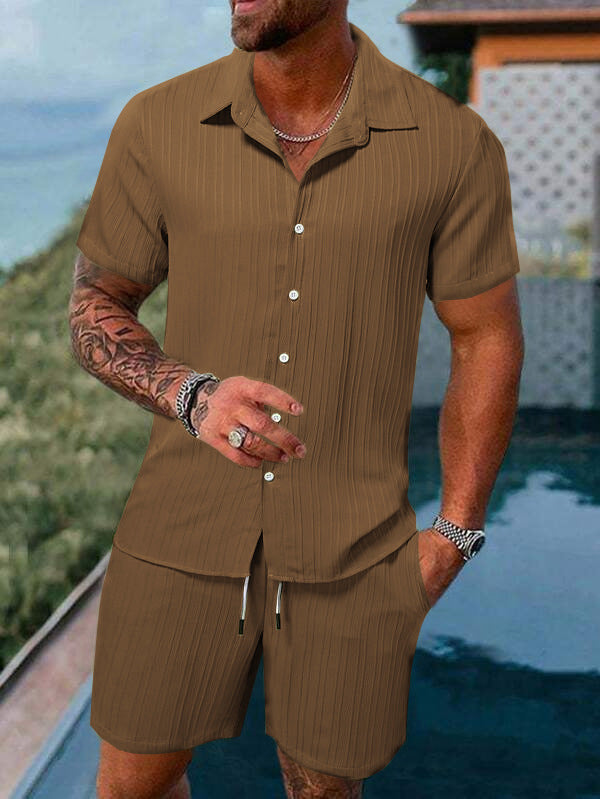 Herren lässiges Urlaubs-Hemd und Shorts Set Echoarchiv