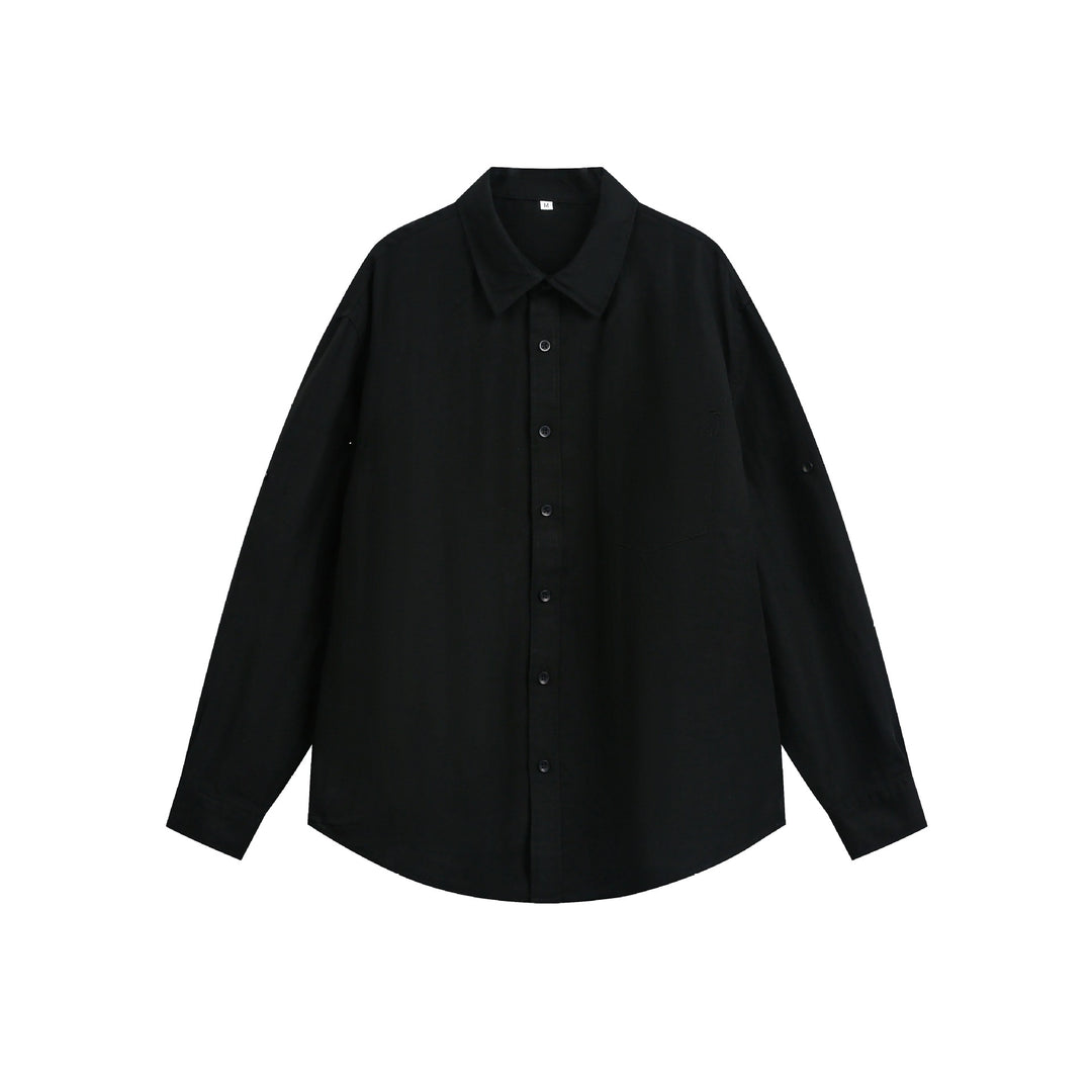 Unisex Oversize‑Hemdjacke aus leichter Leinenmischung mit Kentkragen und aufgesetzter Brusttasche Echoarchiv