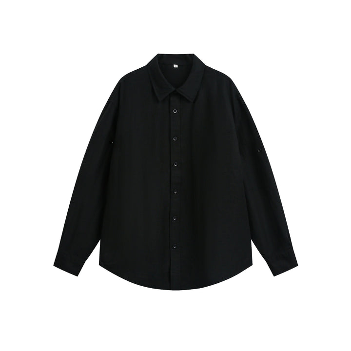Unisex Oversize‑Hemdjacke aus leichter Leinenmischung mit Kentkragen und aufgesetzter Brusttasche Echoarchiv