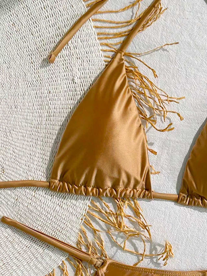 Damen Triangel-Bikini mit eleganten Fransen und verstellbaren Bändern Echo Archiv
