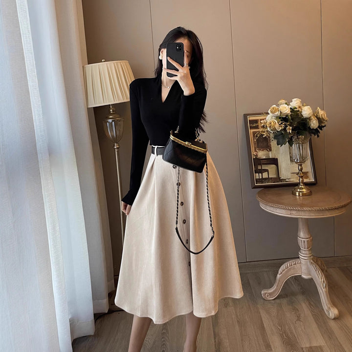 Damen Elegantes Midikleid mit Knopfleiste Echoarchiv