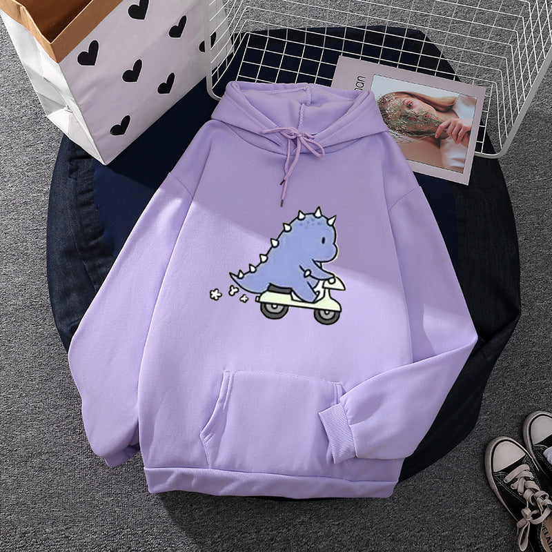 Damen Kapuzenpullover im Relaxed-Fit mit botanischer Frucht-Illustration und Kängurutasche – Auréline