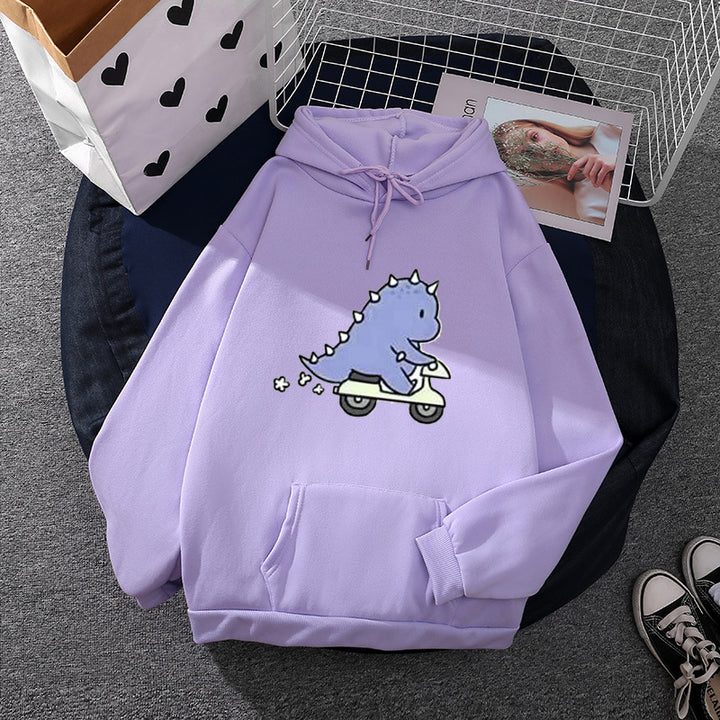Damen Kapuzenpullover im Relaxed-Fit mit botanischer Frucht-Illustration und Kängurutasche – Auréline
