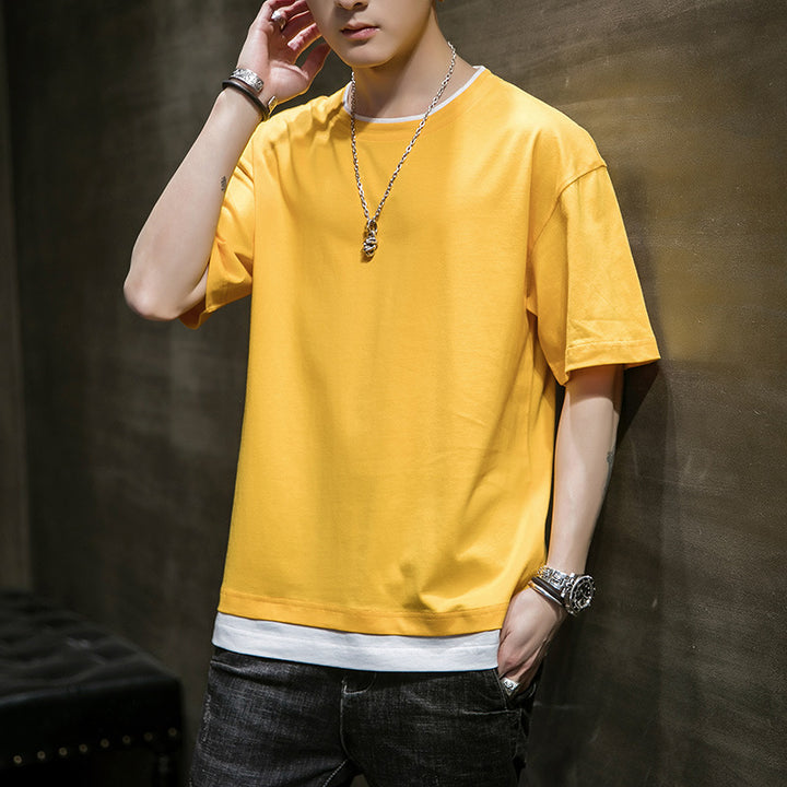 Herren lässiges oversized T-Shirt mit kontrastierendem Untersetzer Echoarchiv