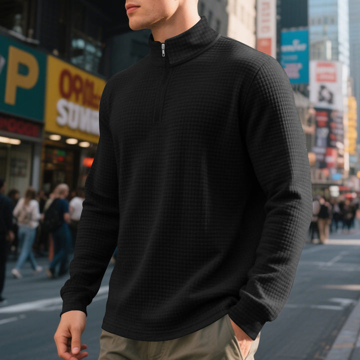 Herren funktionaler Pullover mit halbem Reißverschluss und strukturiertem Design Echoarchiv