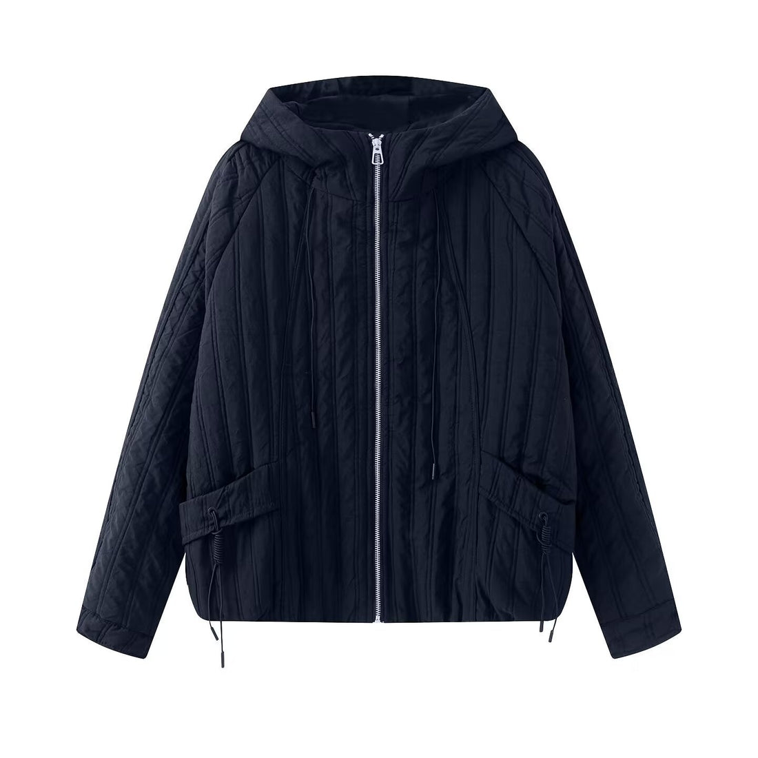 Damen Steppjacke mit Kapuze, Tunnelzug und weitem Schnitt Echoarchiv