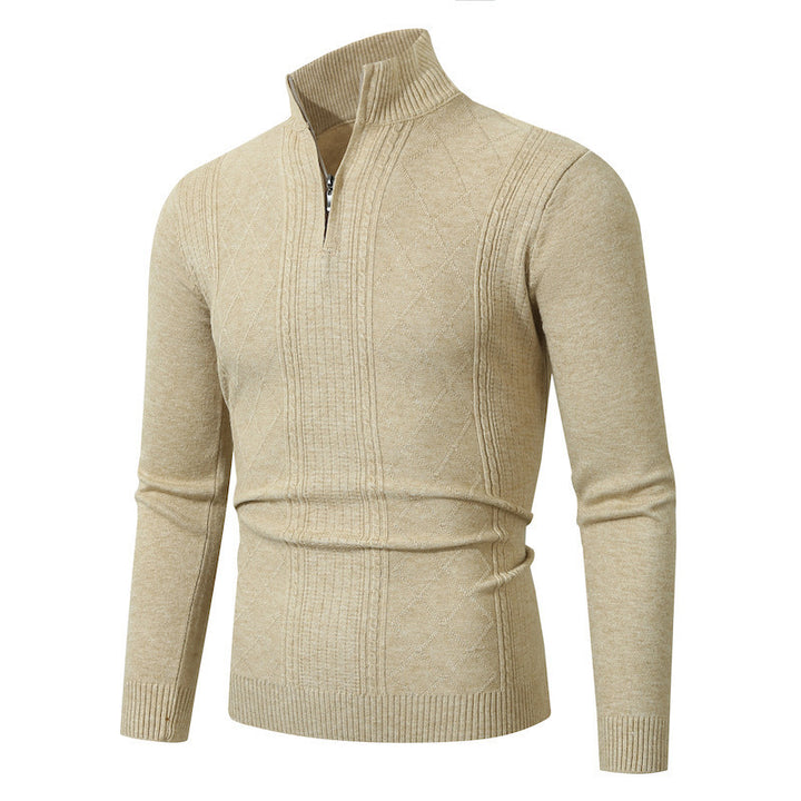 Herren Strickpullover mit hochabschließendem Reißverschluss und modernem Zopfmuster Echoarchiv