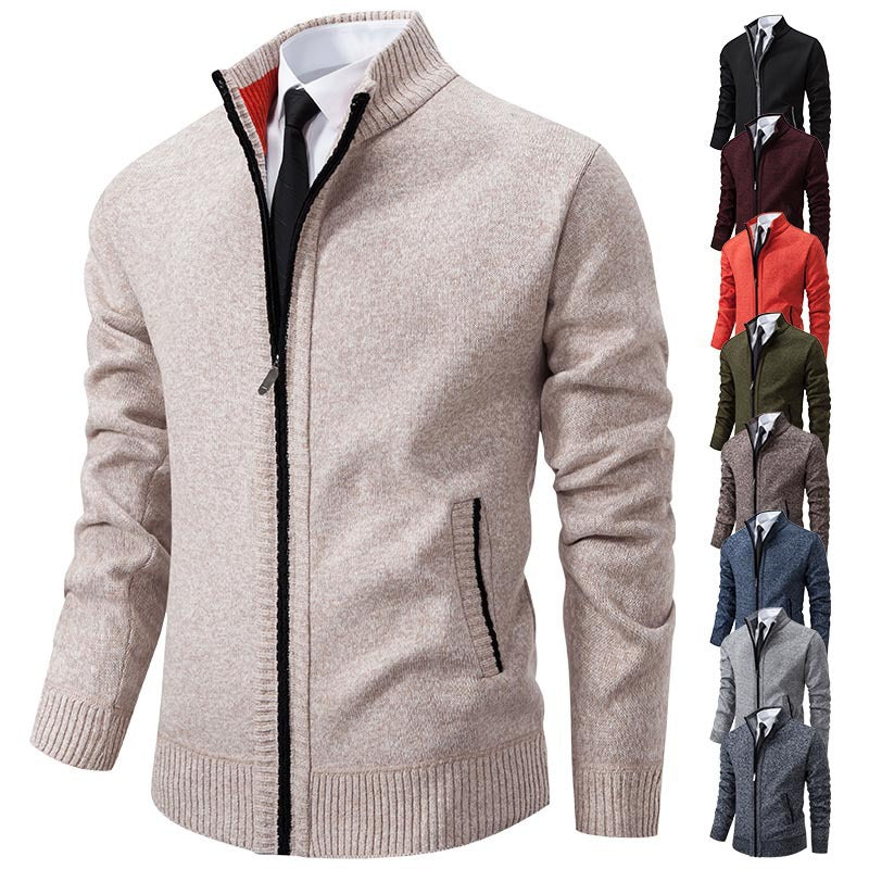 Herren sportliche Strickjacke mit Stehkragen und Reißverschluss Echoarchiv