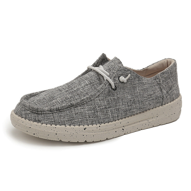 Herren Legerer Canvas-Mokassin-Slipper mit geflochtener Schnürung und gefleckter EVA-Sohle Echoarchiv