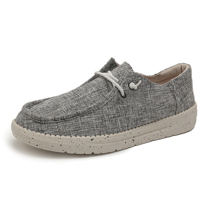 Herren Legerer Canvas-Mokassin-Slipper mit geflochtener Schnürung und gefleckter EVA-Sohle Echoarchiv