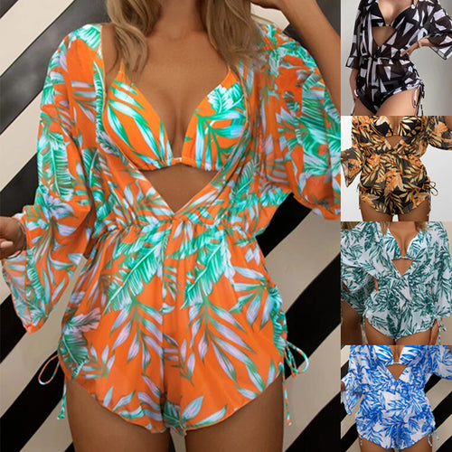 Damen Strandkleid mit floralem Muster und luftigen Ärmeln Echo Archiv