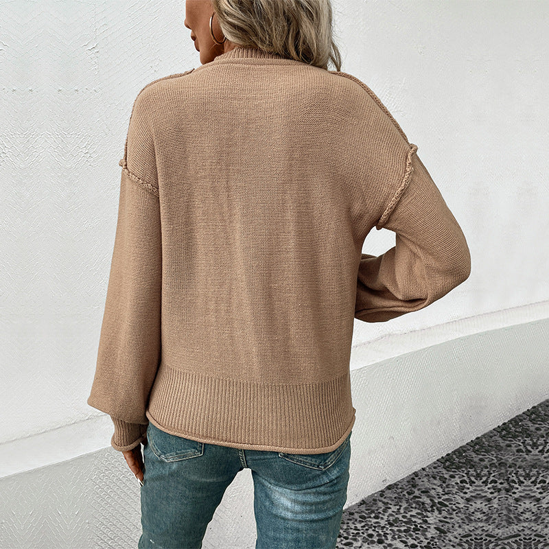 Damen Legerer Feinstrick-Pullover mit aufgesetzter Brusttasche und überschnittener Schulter – Mavelle