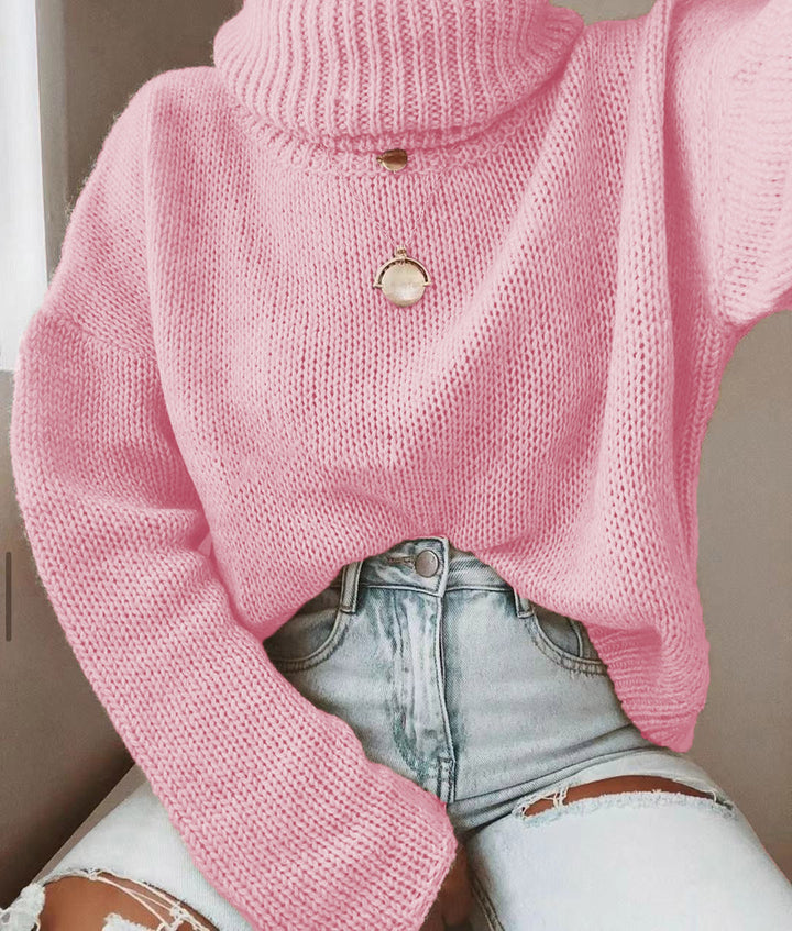 Damen Oversize Rollkragenpullover grobgestrickt mit weitem Schnitt Echoarchiv
