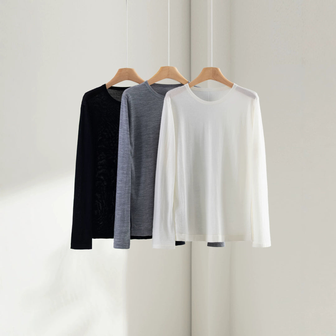 Damen Feiner Rundhals-Feinstrickpullover mit minimalistischer Silhouette und weichem Fall Echo Archiv