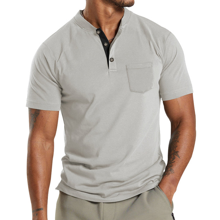 Herren Kurzarm-Henley-T-Shirt mit praktischer Brusttasche und modernem Kragen Echoarchiv