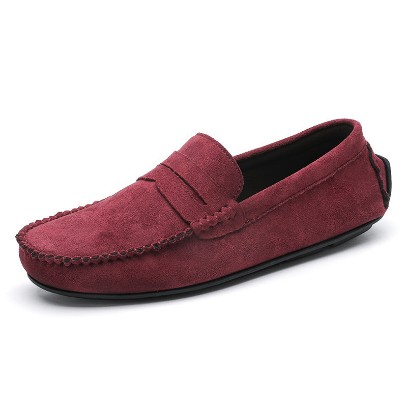 Herren elegante Veloursleder-Mokassin Fahrerhalbschuhe mit handgenähter Vordernaht und flexibler Gummiprofilsohle Echo Archiv