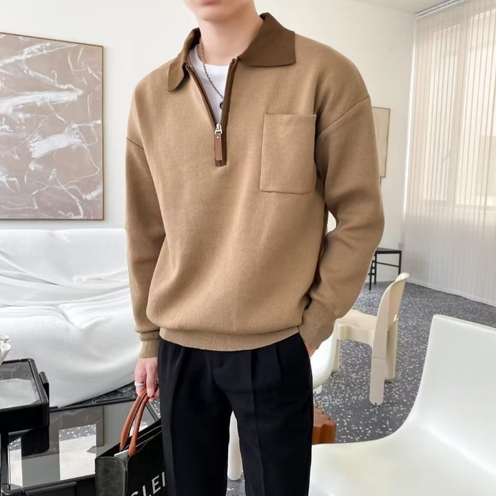 Herren Elegante Sweatjacke mit Stehkragen und Reißverschluss – Taviero