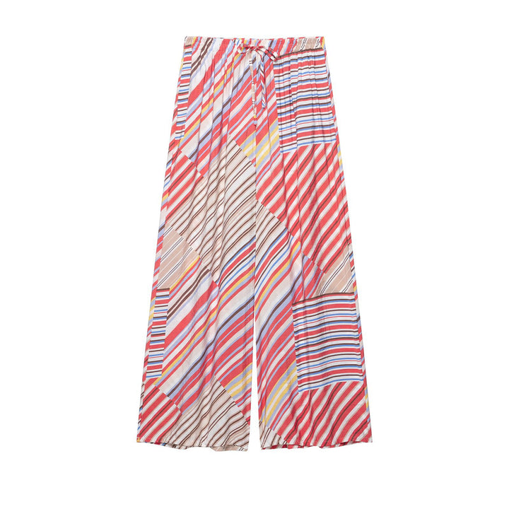 Damen Weite Plissee-Patchwork Palazzo‑Hose mit Tunnelzug Echo Archiv