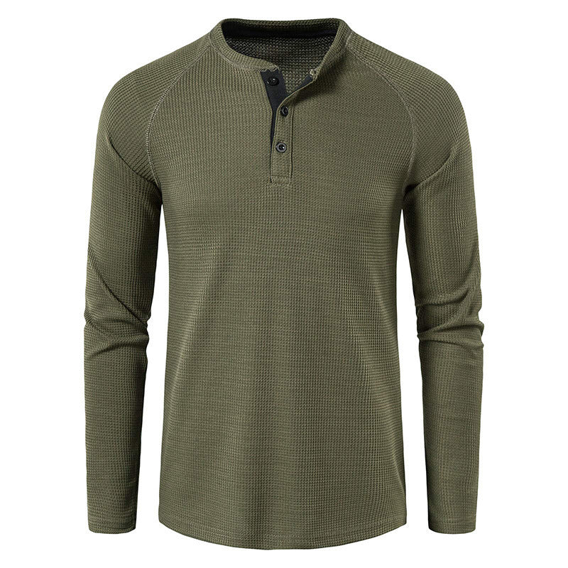 Herren Langarm-Henley-Shirt mit strukturierter Oberfläche Echoarchiv