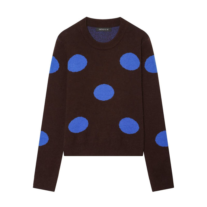 Damen Boxy Strickpullover mit großem Punktmuster, Rundhalsausschnitt und Rippbündchen Echo Archiv