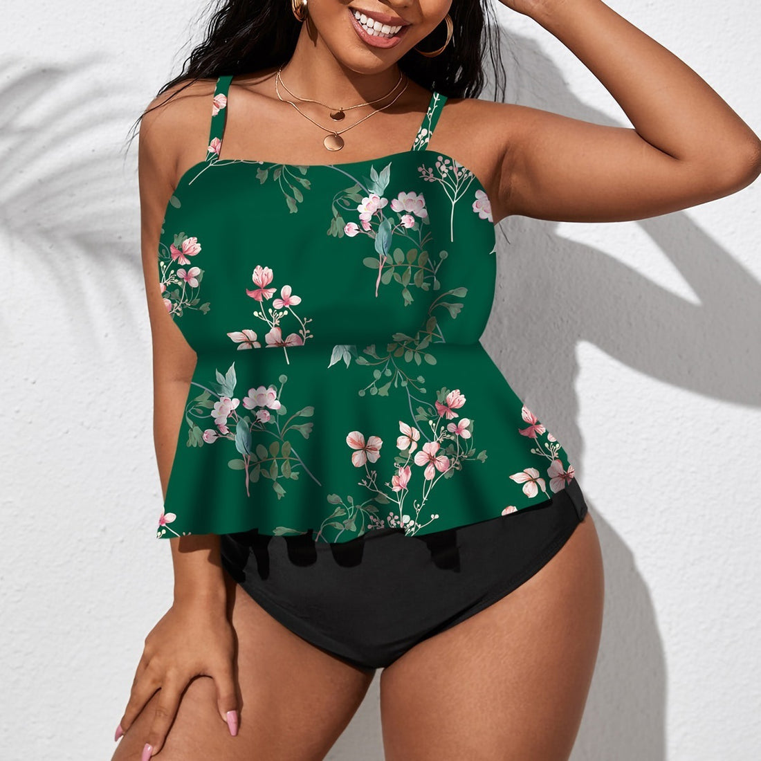 Damen Peplum-Badeoberteil mit floralem Design – Orélia