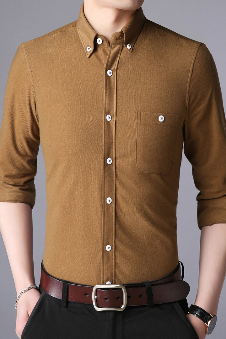 Herren Langarmhemd mit klassischem Button-Down-Kragen Echoarchiv