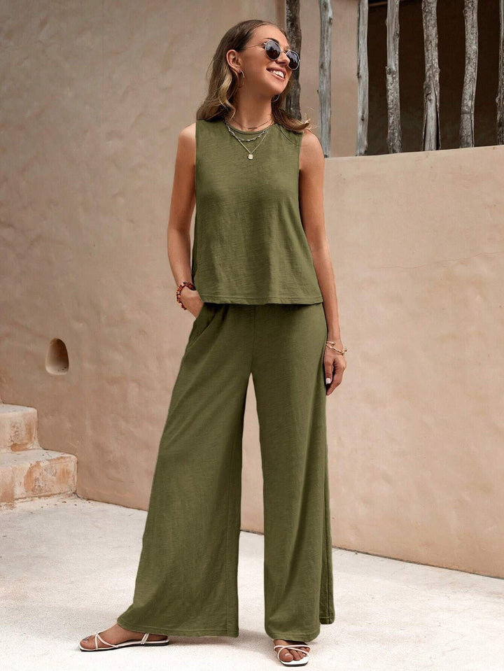 Damen Zweiteiliges Jersey-Set mit ärmellosem Top und weiter Palazzohose Echo Archiv