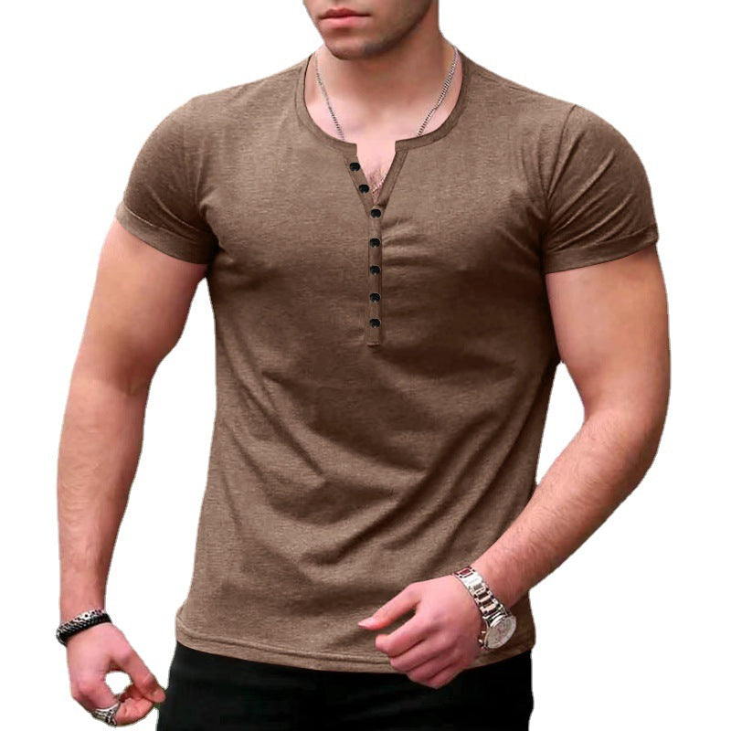 Herren Freizeit Kurzarm Henley T-Shirt Echoarchiv