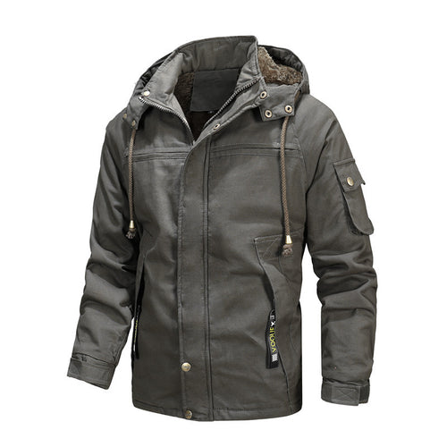 Herren wetterfeste Kapuzen-Canvasjacke mit Teddyfutter und Multifunktions-Taschen Echo Archiv