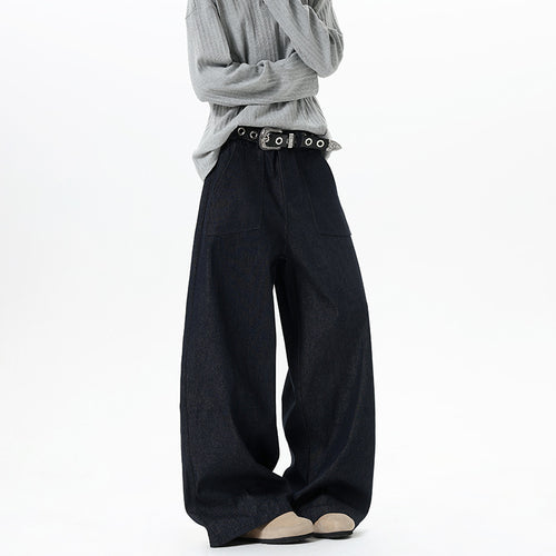 Damen Weite High Waist Denimhose mit extra weitem Bein und aufgesetzten Vordertaschen Echo Archiv
