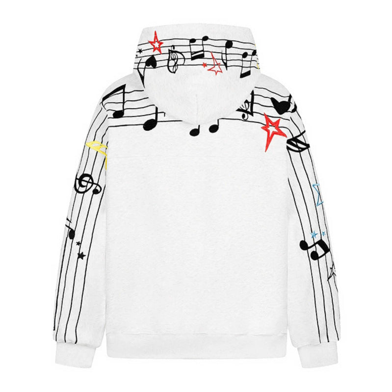 Damen Kapuzen-Sweatshirt mit musikalischem Noten- und Sternprint, relaxed Fit Echoarchiv