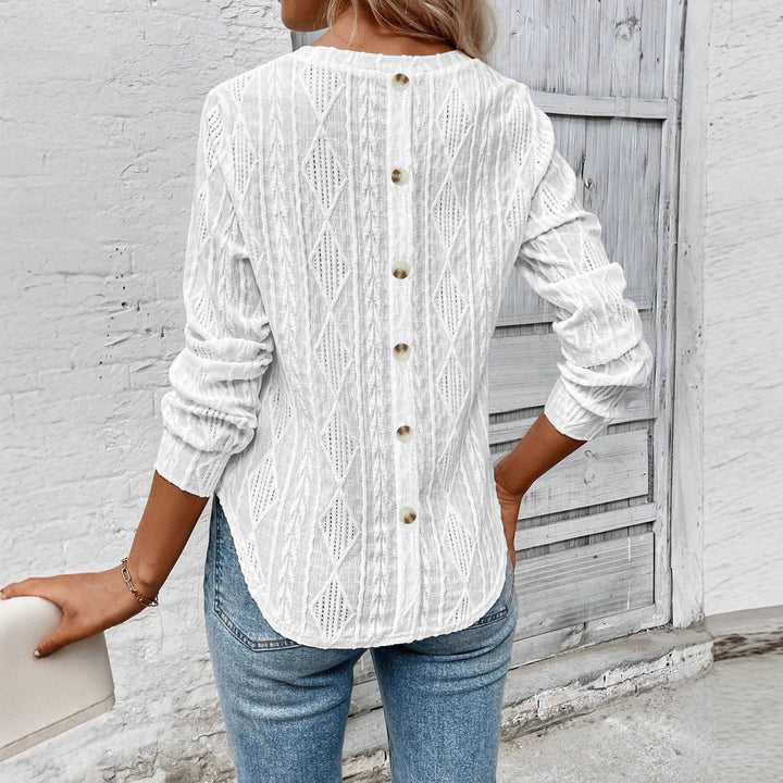 Damen Strukturierte Ajour‑Strickbluse mit Rundhals und legerer Silhouette Echoarchiv