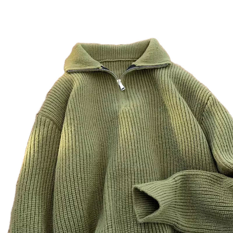 Herren lässiger Stehkragenpullover mit Reißverschluss Echoarchiv