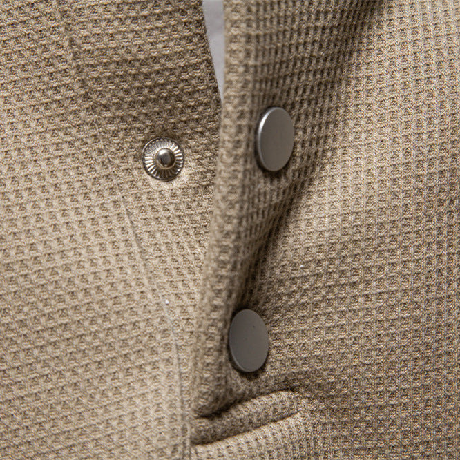 Herren Langarm-Pullover mit Knopfleiste und strukturiertem Gewebe Echoarchiv