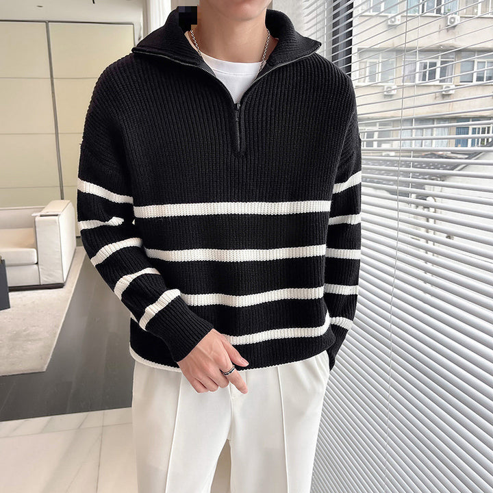Herrenmode Strickpullover mit Stehkragen und Reißverschluss Echo Archive