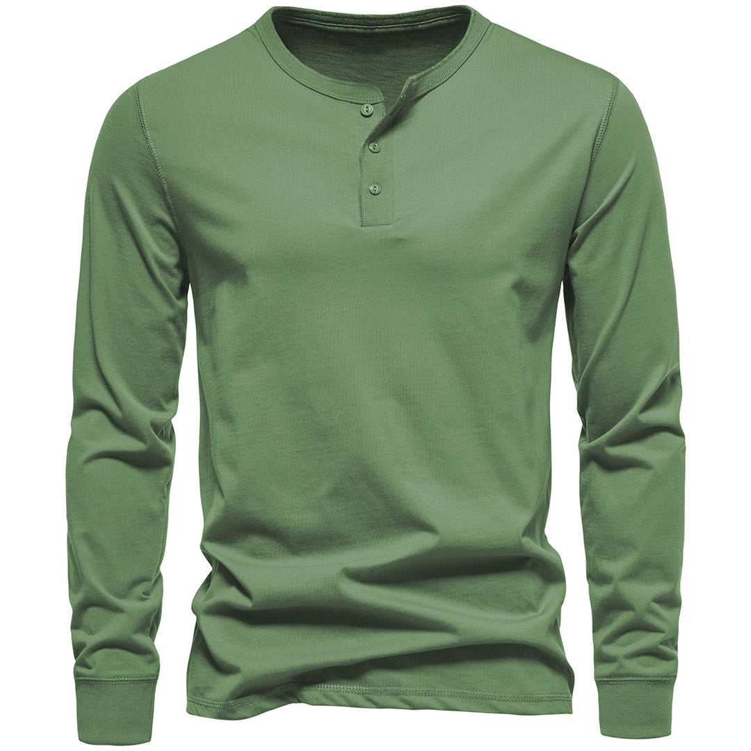 Herren Langärmliges Henley‑Shirt aus Baumwollmix mit dreifacher Knopfleiste und schmaler Silhouette Echo Archiv