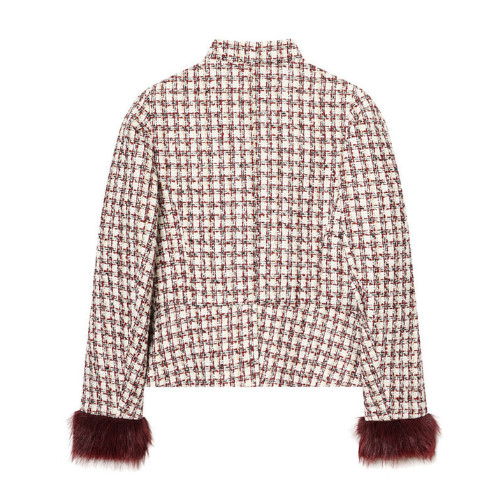 Damen Kurzblazer aus Bouclé‑Tweed mit Stehkragen und Kunstfellmanschetten Echo Archiv