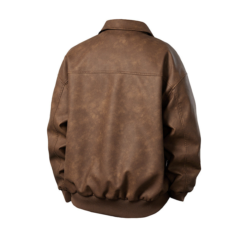 Herren Boxy-Suede-Überhemdjacke mit glatter Veloursleder‑Optik, verdecktem Reißverschluss & elastischen Bündchen Echoarchiv