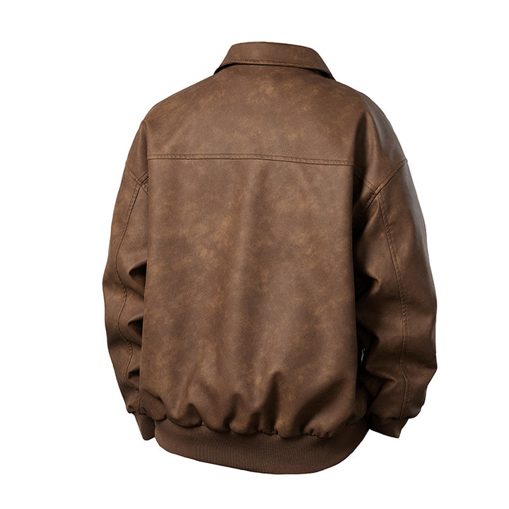 Herren Boxy-Suede-Überhemdjacke mit glatter Veloursleder‑Optik, verdecktem Reißverschluss & elastischen Bündchen Echoarchiv