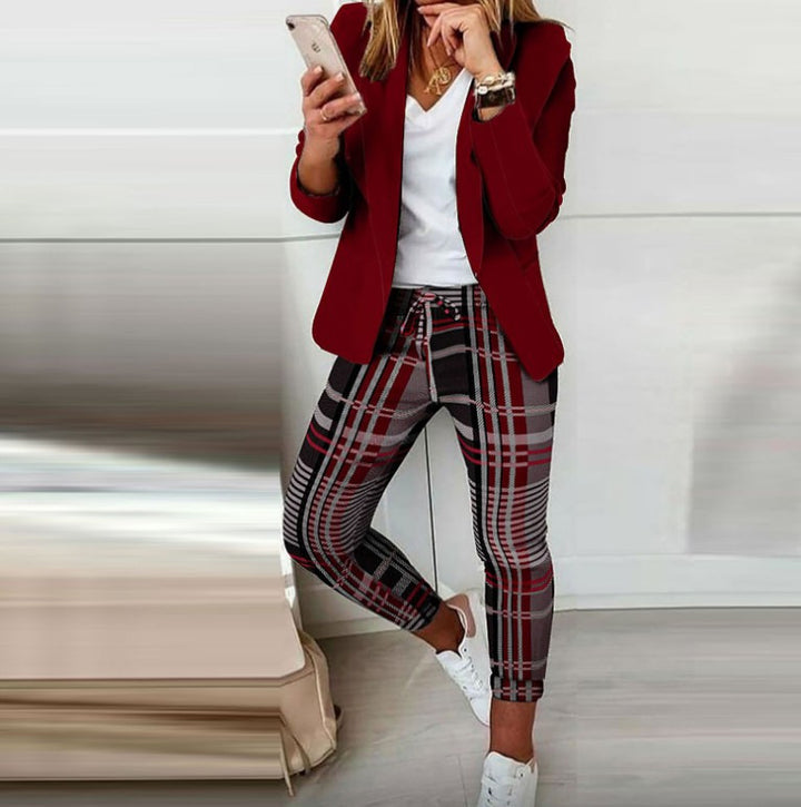 Damen Karierte Slim-Fit Jogginghose mit Tunnelzug und Knöchellangem Schnitt – Avélisse